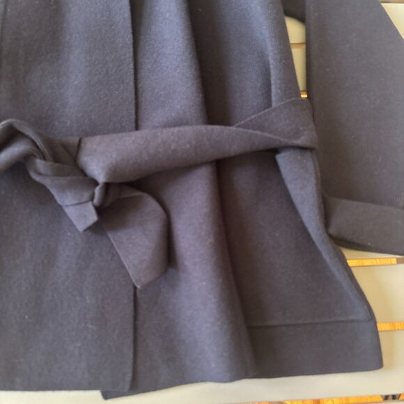 HUGO BOSS Coat Womens Medium Black Ribbed Long Sleeve Tie Waisted Open Front - Picture 4 of 10